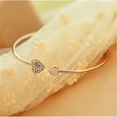 Joia / Pulseira Duplo De Relógio Com Coração De Pêssego