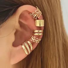 Conjunto De Brincos Minimalistas Sem Piercing , Clipe De Orelha Em Forma De C Multicamadas Oco