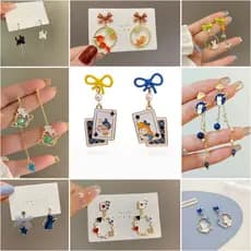 Brincos Hipoalergênicos De Desenho Animado Doce | Joias Delicadas Com Bloqueio De Cores Divertidas Para Meninas Acessóri