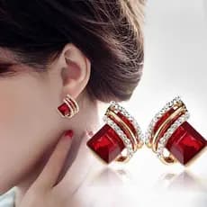 Brincos De Diamante Hipoalergênicos Estilo Coreano Cristal Geométrico Strass Para Mulheres