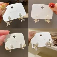 Brincos De Pérola Multifuncionais Destacáveis , Diamante Florais/Cauda De Peixe Elegantes E Versáteis Para Mulheres
