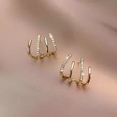 Brincos De Garra De 4 Pinos Inspirados Na Coreia : Detalhes De Diamante Em Micro-Pave , Luxo Atemporal Para Sofisticação