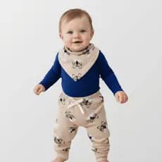 Conjunto de Bebê Inverno Masculino Feminino Body Calça Estampada  Confortável Babador Tiara