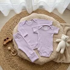 Kit Bebê Canelado Premium  2 Bodies (Manga Curta e Longa) + Calça Luxo Enxoval  Menina Neutro