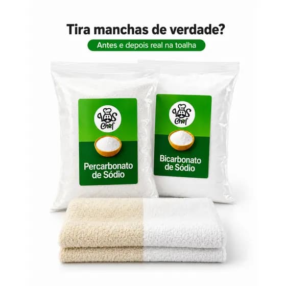 Kit Bicarbonato + Percarbonato De Sódio 2kg Los Chef Tira Machas Roupa Branca e Colorida