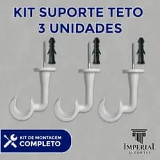 Conjunto 03 Unidades de Suportes Teto Cortina De Varão Gancho 28mm