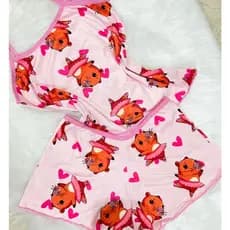 Pijama Infantil Estampado Capivara BabyDoll Moda Juvenil Kids Conforto Para Dormir