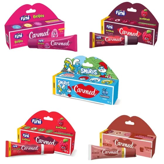 KIT 5 CARMED SMURFS MAÇA DO AMOR AMORA BEIJO AMORA INTENSA