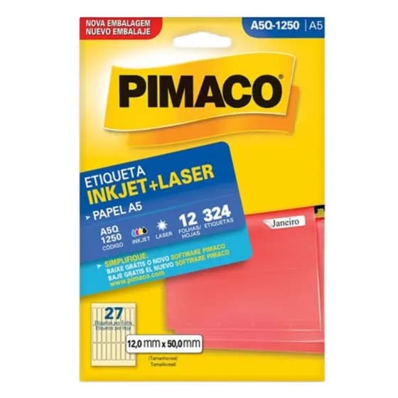Etiqueta Adesiva Pimaco A5Q-1250 12 Folhas 12,0mmX50,0mm