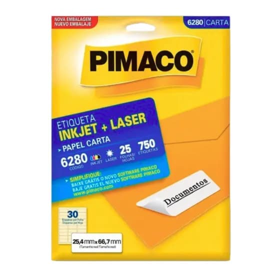 Etiqueta Adesiva Pimaco 6280 Carta 25 Folhas 25,4mmX66,7mm