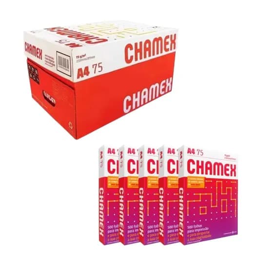 Caixa de 5 pacotes de Papel Sulfite A4 Chamex 500 fls 75g