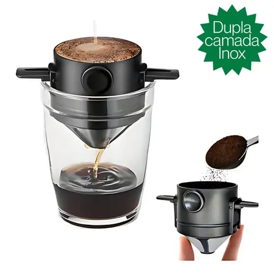 Mini Filtro De Café Chá Portátil Coador De Café da Manha Reutilizável Inox Dupla Camada