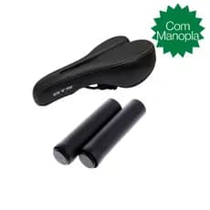 Selim Banco Gts + Manopla Vazado Mtb Preto Confortável Bike