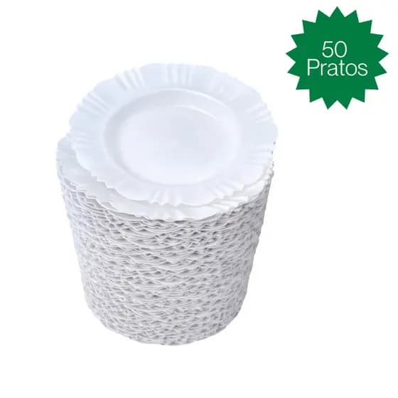Pratos Branco Fundo Com Borda Plástico