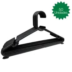 Kit 30 Unidades Cabide Redondo Resistente Preto