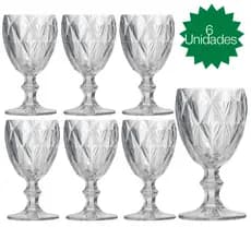 Taça Diamante Copo Vidro Transparente Bico De Jaca 330ml