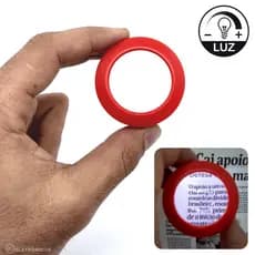 Lupa Portátil Vermelho Com Luz LED Ampliação 5x Peso Para Papel - 57088VM