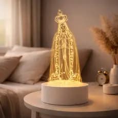 Abajur 3D Nossa Senhora de Fátima LED Branco Quente Frio Neutro – EBMZ9004