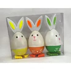 Kit de 3 Ovos de Páscoa Formato Coelho Enfeite Decoração