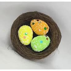 Kit com 2 Cestinhas com Ovos Coloridos Enfeite de Páscoa
