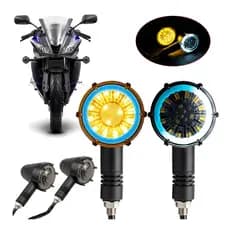 Par de Piscas Bullet Redondo Angel Eyes Amarelo e Azul