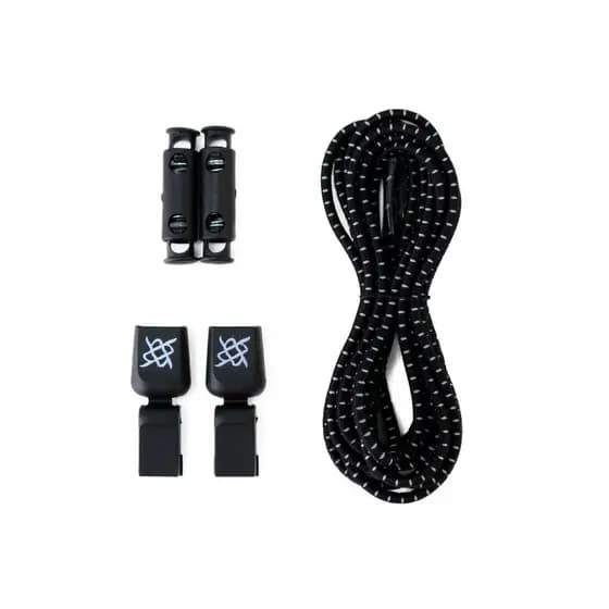 Cadarço Elástico para Tênis Hupi Laces 1 Par, Cor: Preto Risca Prata | Sem Nó, Ajuste Fácil, Ideal para Corrida