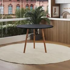 Mesa de Jantar Charles Eames Eiffel 75cm Base 3Pés Palito Natural Eucalipto Tampo de Madeira Redondo