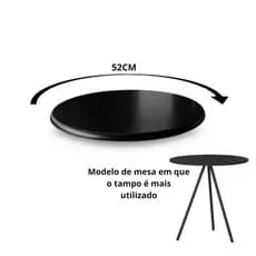 Tampo de Mesa 52cm Redondo em Madeira Mesinha de Sala Decoração Quarto