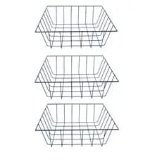 Kit Cesto 06 Unidades de Fruteira Aramado Multiuso 35x29cm Preto Branco