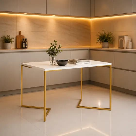 Mesa de Jantar Industrial Retangular Tampo 120x75cm Base em V Casa Sala de Estar e Cozinha