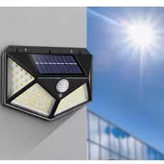 Luminária Solar 100 Led Com Sensor Jardim Prova D'água