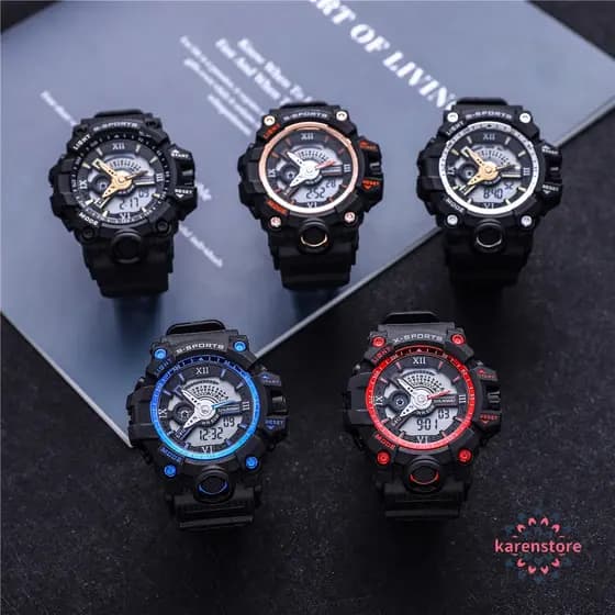 Relógios Relogio masculino de luxo da marca top moda esportiva, cronógrafo à prova d'água, display LED, relógio digital masculino S-812