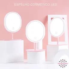 Espelho De Maquiagem Inteligente Com Espelho De Claro Led Portátil Dobrável Ajustável Oval