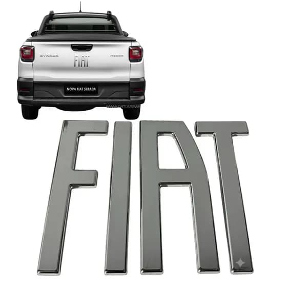 Emblema Traseiro FIAT Cromado Fiat Strada / Scudo - 20/25 13,5Cm Original Mopar