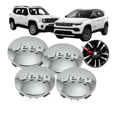 Kit 4 Calotas Central Tampa Roda Jeep Original Mopar Cromada 55/63mm- Renegade / Compass / Commander