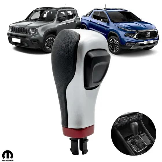 Manopla Cambio Automático Fiat Toro / Jeep Renegade - 2016 / 2025 C/ Couro