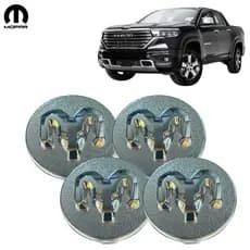 Jogo  Calotas Centro De Roda Original Mopar 60 mm Cromada  Ram Rampage / Dodge Ram 1500 / 2500 / 3500