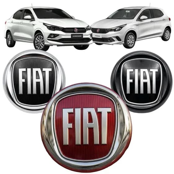 Emblema Fiat Grade Dianteira Fiat Argo Cronos 17/22 100259717 12cm Vermelho - Preto - Prateado