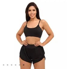 Conjunto Short duplo e top com bojo Roupa de Academia Exercício Fitness Corrida Esportes