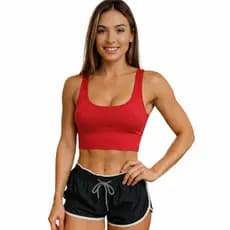 Cropped Regatinha Feminina sem estampa Malha Peruana com Elastano Academia Casual