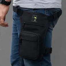 Pochete Cartucheira de Perna Tática Motoboy Preta Cocheira em Nylon Camping Pesca Viagem Esportiva