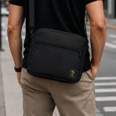 Bolsa Transversal Preta Documento A4 Moto Pasta de Ombro Shoulder Bag Nylon Trabalho Faculdade