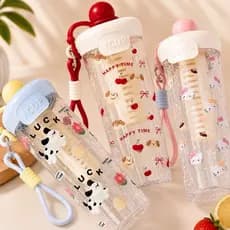 Garrafa de Água Infantil 650ml com Canudo Silicone | Trava de Segurança | Livre BPA | Escolar