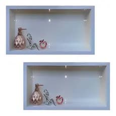 Kit 2 Nichos Porcelanato Branco 60x32cm Organizador Banheiro