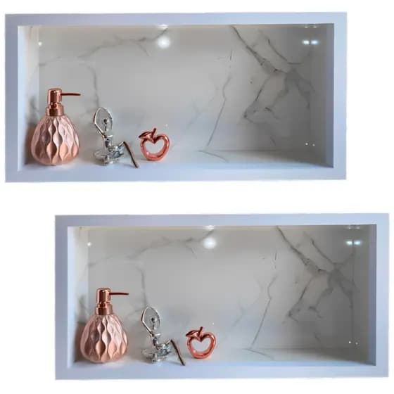 Kit 2 Nicho Porcelanato Branco Carrara Polido 60x32cm Lomina