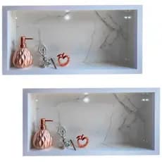 Kit 2 Nicho Porcelanato Branco Carrara Polido 60x32cm Lomina