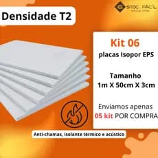 06 Placas de Isopor 3cm T2 – Isolamento de Calor e Som, Antichamas