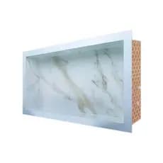 Nicho Porcelanato 60x32cm Calacata Gold Banheiro Borda Aluminio