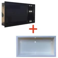 Kit Nicho 1 Branco e 1 Preto Porcelanato Borda Aluminio 60x32 Banheiro