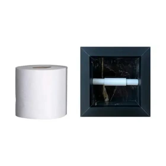 Nicho Porta Papel Higiênico Embutir Simples Preto Rajado Dourado Banheiro